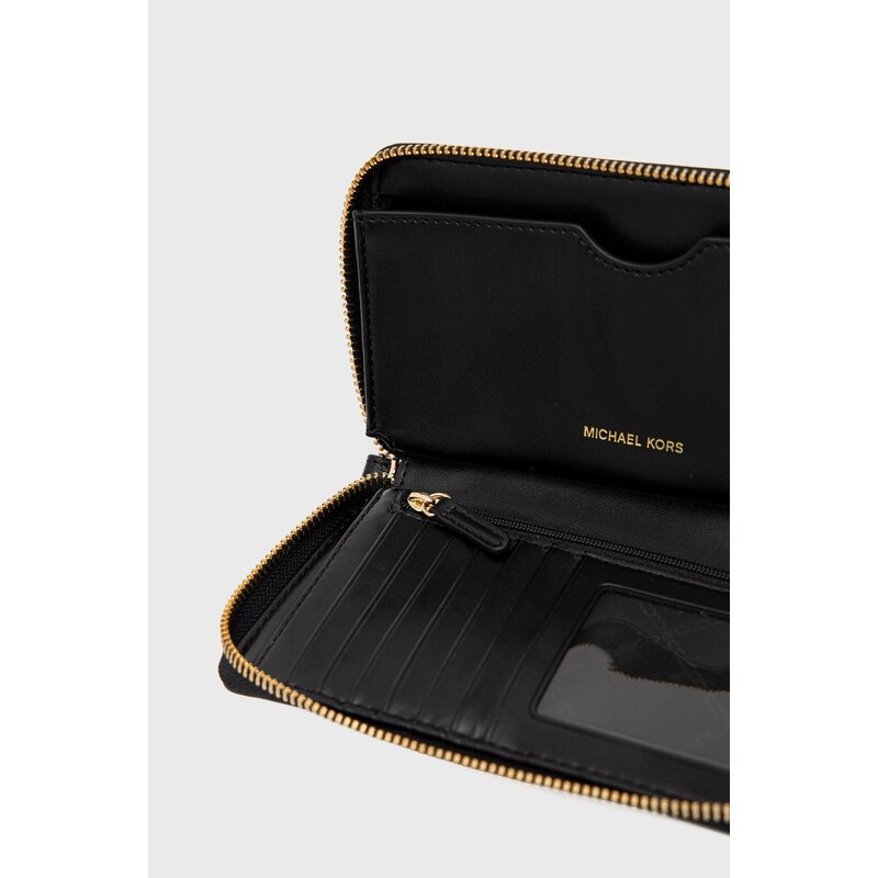 Kožená peňaženka MICHAEL Michael Kors dámsky, čierna farba