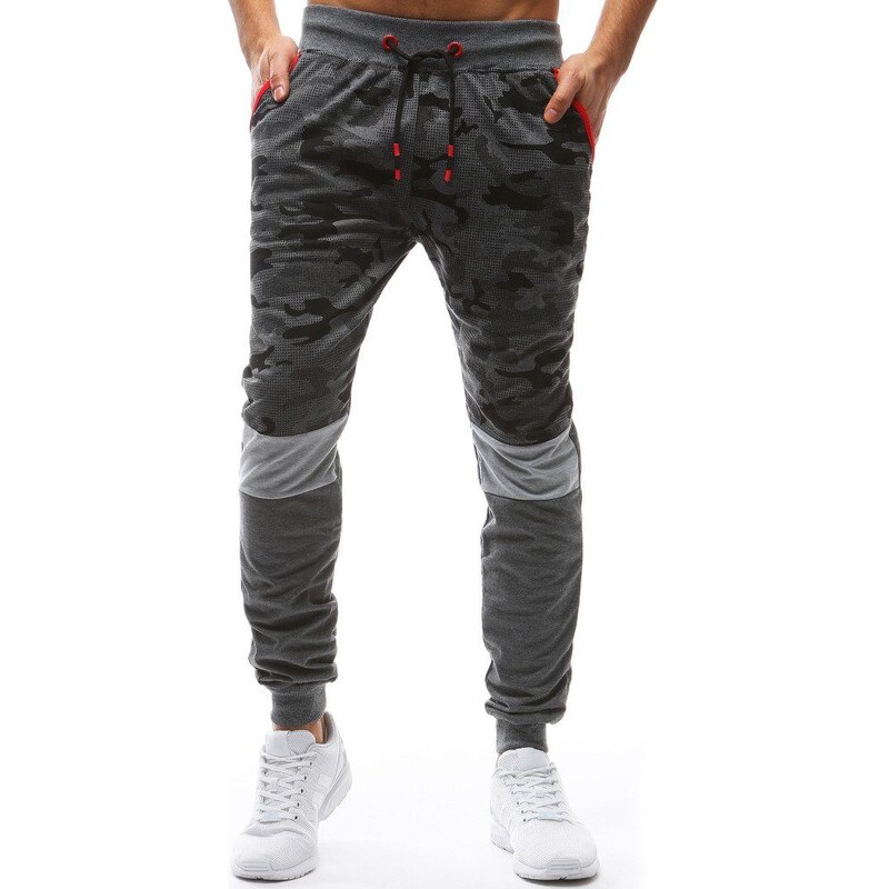 Buďchlap Maskáčové trendové tepláky v antracitovej farbe 31974121