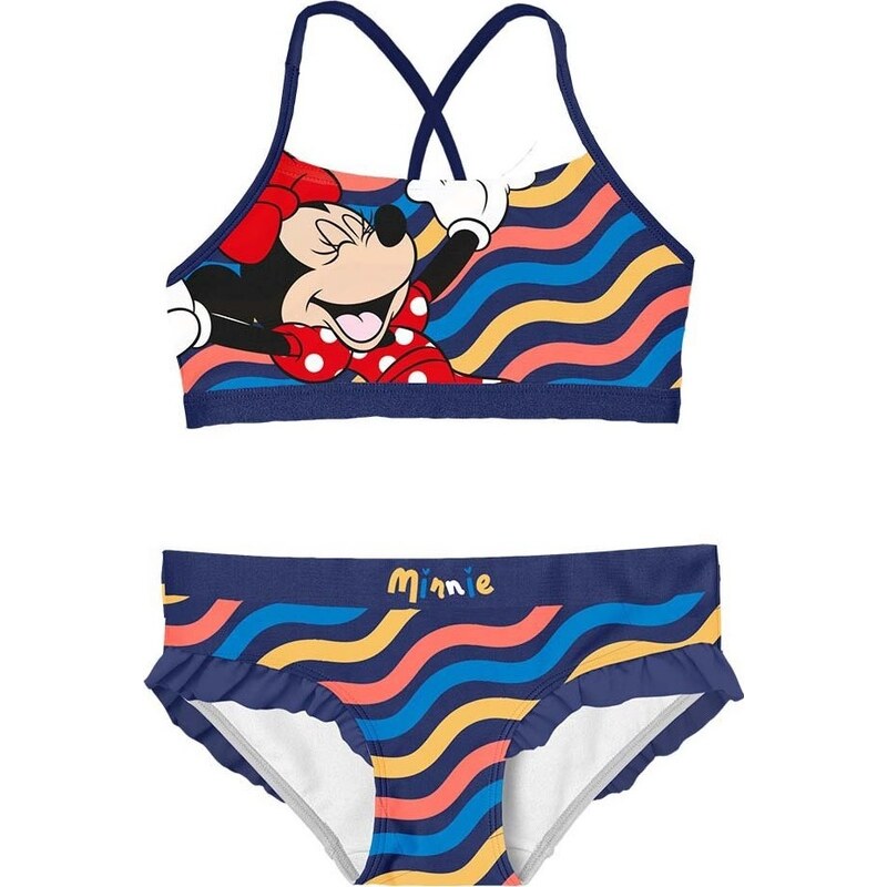 Modré dvojdielne plavky Minnie Mouse s volánikmi 31979168