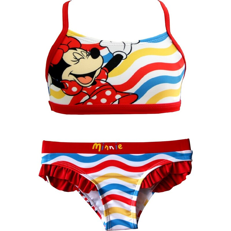 Červené dvojdielne plavky Minnie Mouse s volánikmi 31979169