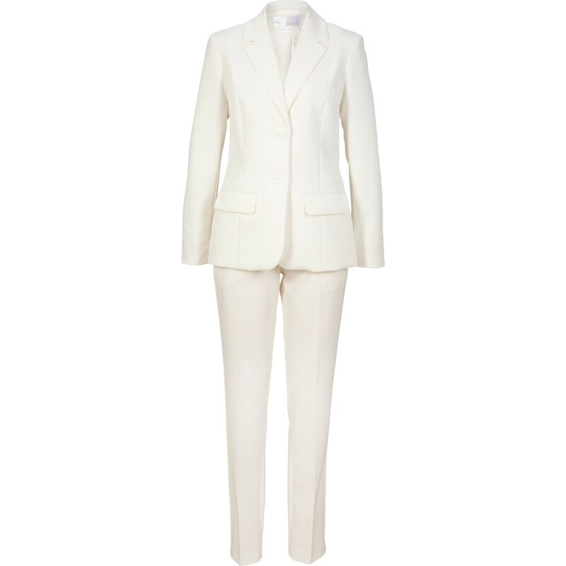 bonprix Nohavicový oblek, 2-dielny, farba biela
