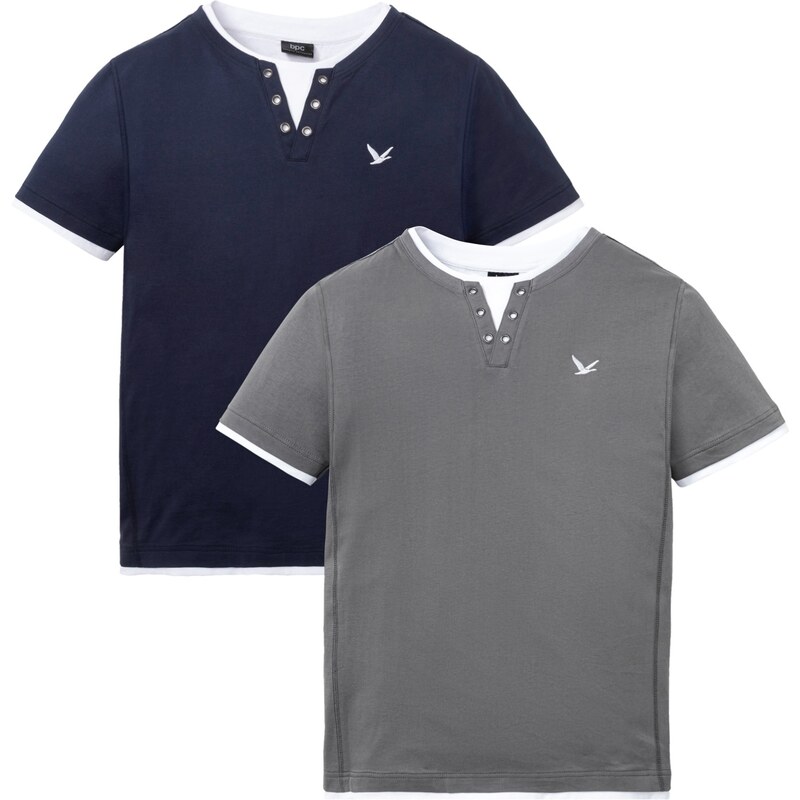 bonprix 2 v 1 tričko, krátky rukáv (2 ks), farba modrá 44738324