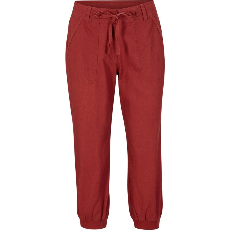 bonprix 3/4 plátené nohavice, Loose Fit, komfortný pás, farba červená 44971244