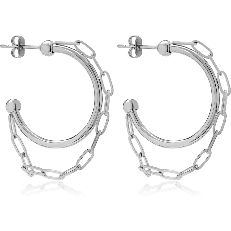 Troli Oceľové kruhové náušnice s retiazkami VESE0584S 66593722