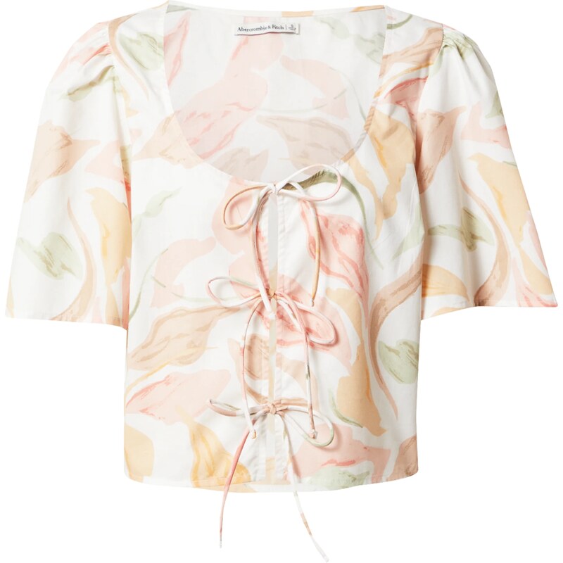 Abercrombie & Fitch Blúzka svetlobéžová / svetlozelená / marhuľová / 54441650