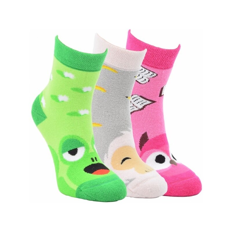 Detské farebné bavlnené froté ponožky zvieratká RS