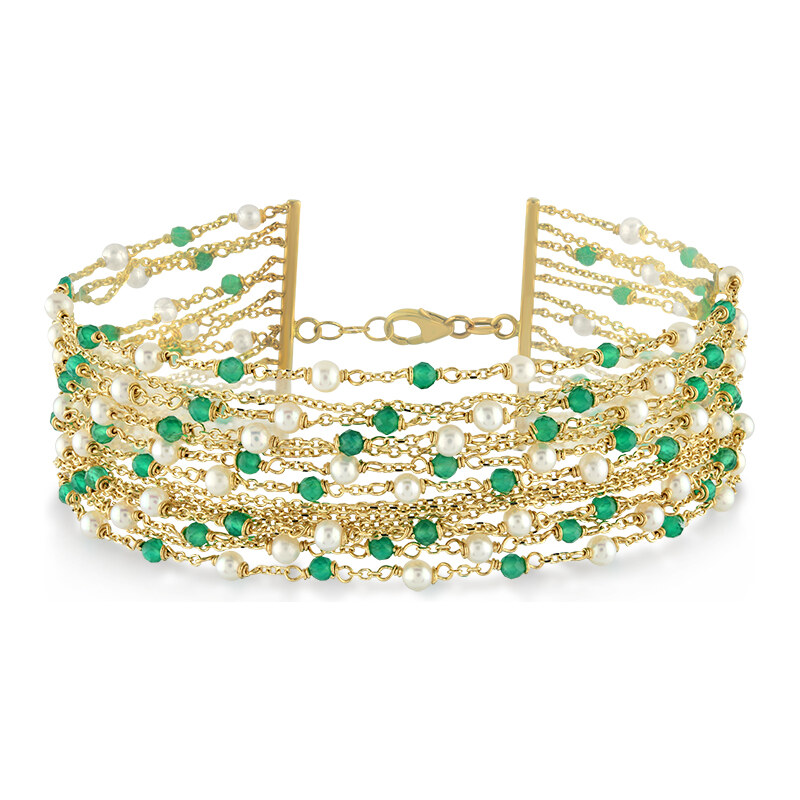 Lillian Vassago Zlatý náramok s achátmi a riečnymi perlami LLV22-GB049 55327383