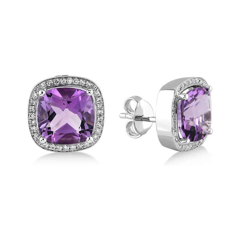 Lillian Vassago Zlaté náušnice s ametystom a briliantmi LLV59-DER001WA 33010371