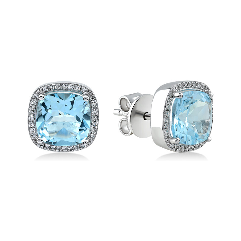 Lillian Vassago Zlaté náušnice s modrým topásom a briliantmi LLV59 65297175