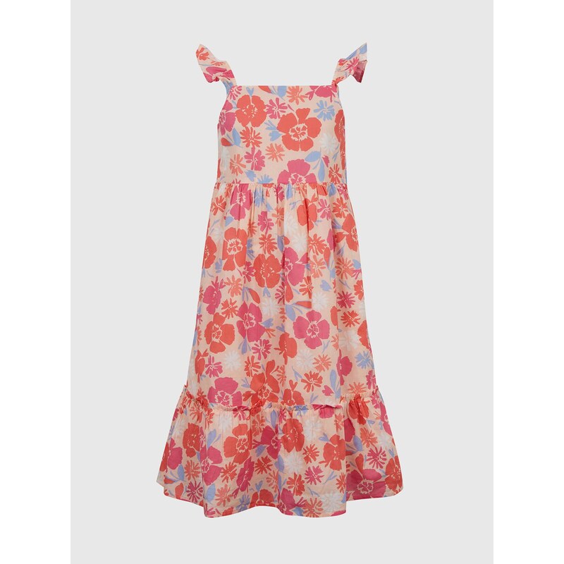 Červené dievčenské šaty midi s kvetmi GAP 50532289