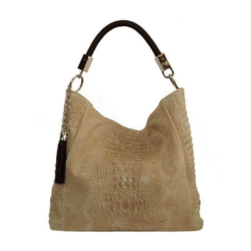 TALIANSKE Talianska XL dámska shopperka kožená kabelka na plece a do ruky Talianska béžová - taupe Alessa
