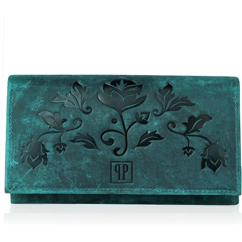 PAOLO PERUZZI Kožená peňaženka s motívom | zelená T-44-GR 32152252