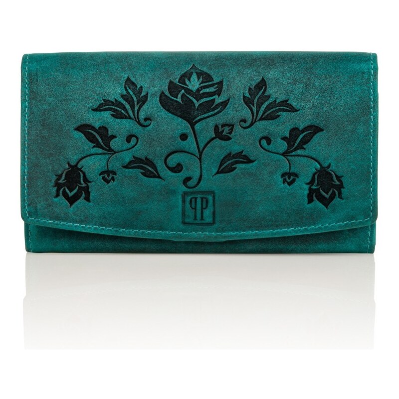 PAOLO PERUZZI Dámska kožená peňaženka | zelená T-01-GR
