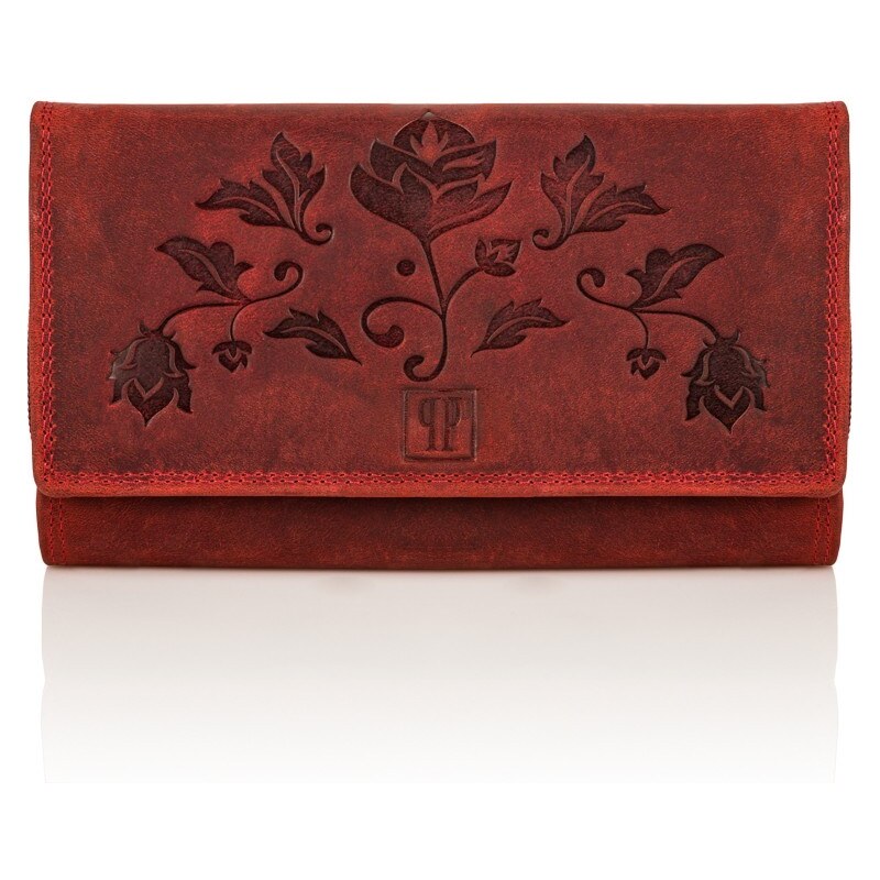 PAOLO PERUZZI Dámska kožená peňaženka | červená T-05-RD 32158255