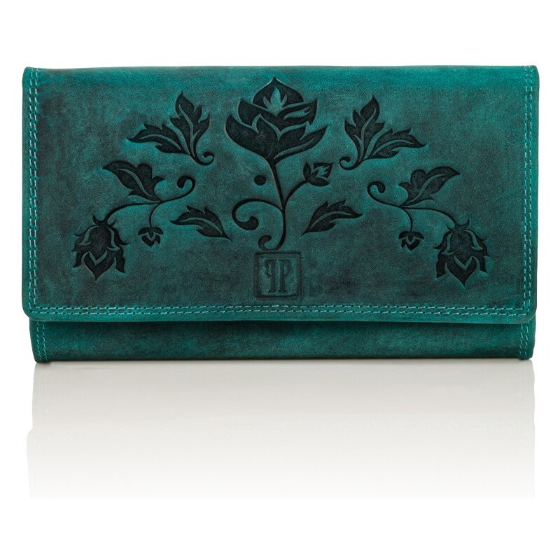PAOLO PERUZZI Dámska kožená peňaženka | zelená T-05-GR 32158256