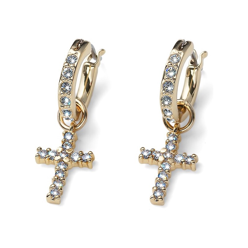 Oliver Weber Pôvabné pozlátené kruhy s krížikmi People 23031G 68458715