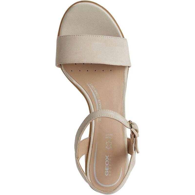Sandále Geox Aurely 50 dámske, béžová farba, na podpätku, D25RXB00021C8182