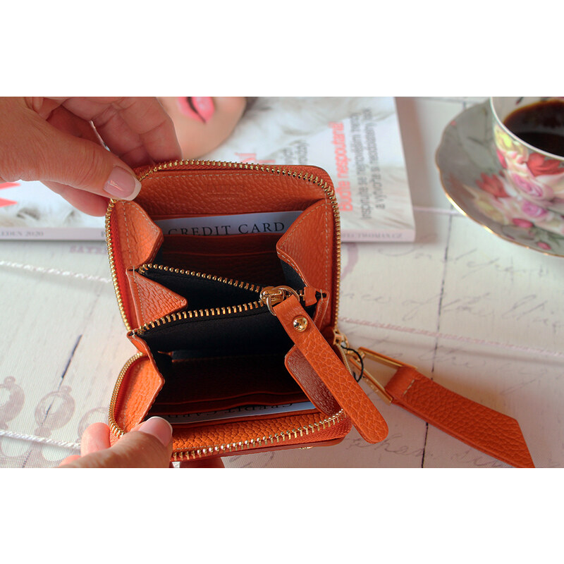 Jadise Dámska kožená peňaženka STUD MINI, oranžová