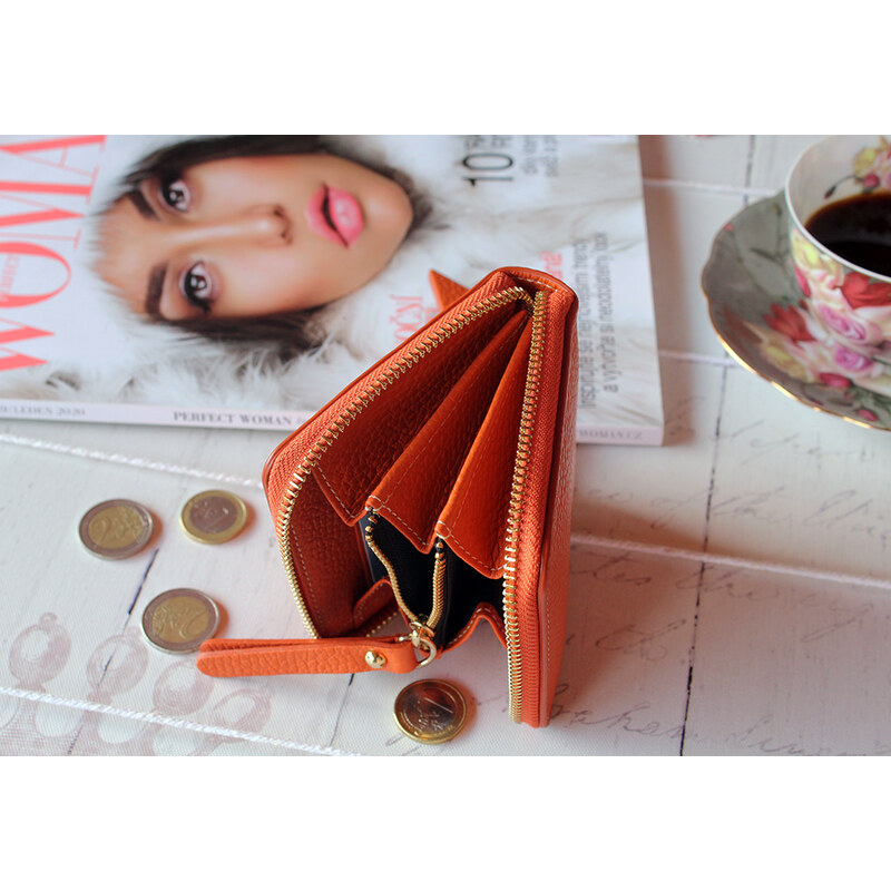 Jadise Dámska kožená peňaženka STUD MINI, oranžová