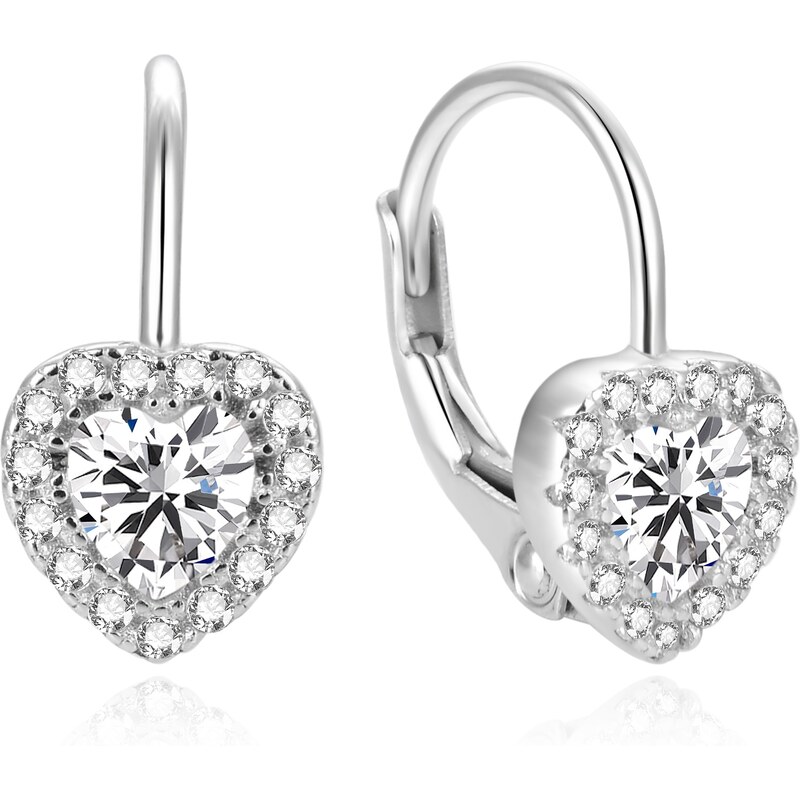 Beneto Nežné strieborné náušnice v tvare srdiečok AGUC2591DL 66580704