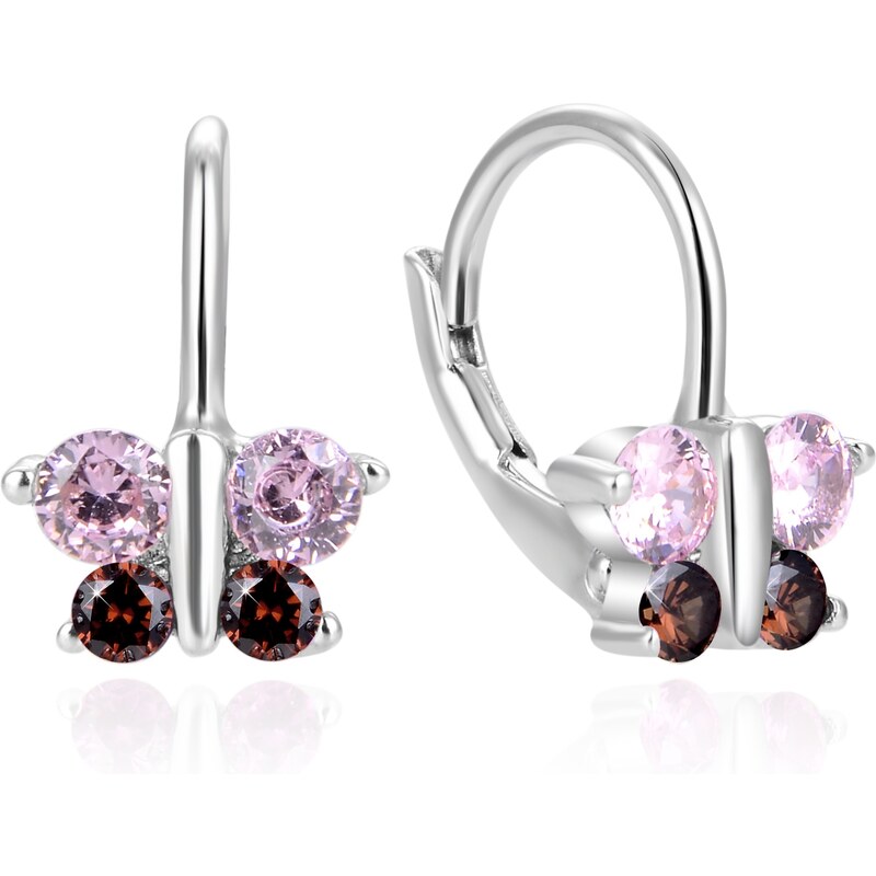 Beneto Slušivé strieborné náušnice so zirkónmi Motýliky AGUC810DL 66579482