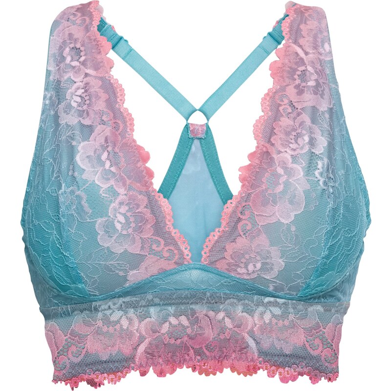 bonprix Podprsenka s jemnou čipkou a farebným prielivom, farba modrá 44789959