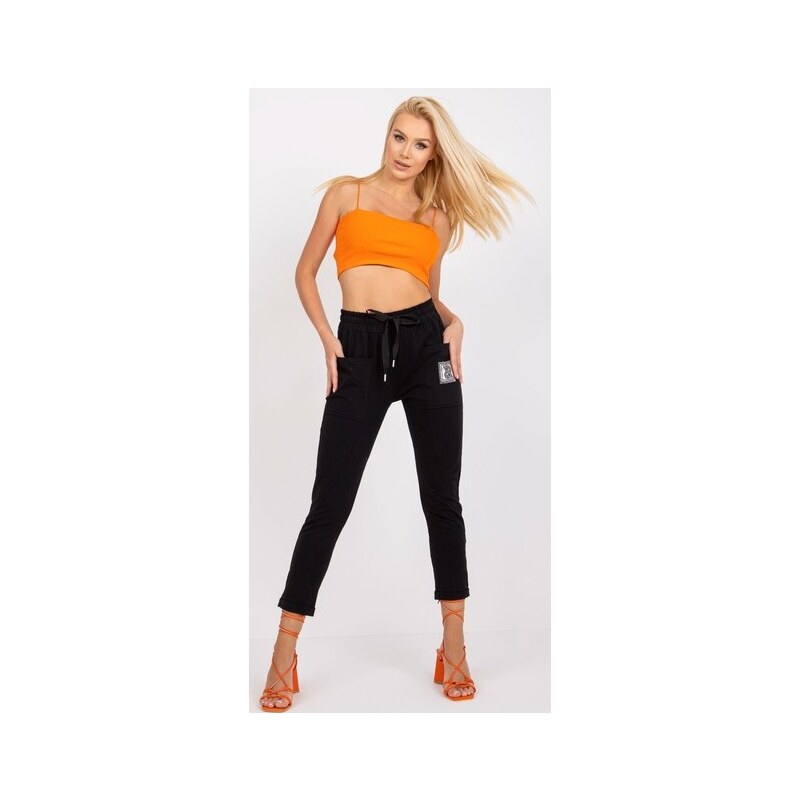 RELEVANCE Čierne tepláky nad členky zdobené kamienkami RV-DR-7516.40 61756982