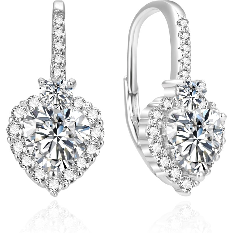 Beneto Blyštivé strieborné náušnice Srdiečka AGUC389L 66590409