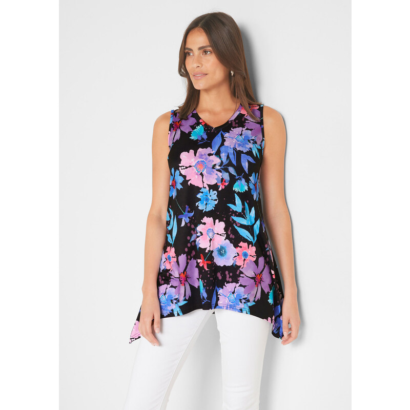 bonprix Dlhé tričko s cípmi, farba čierna 45667311