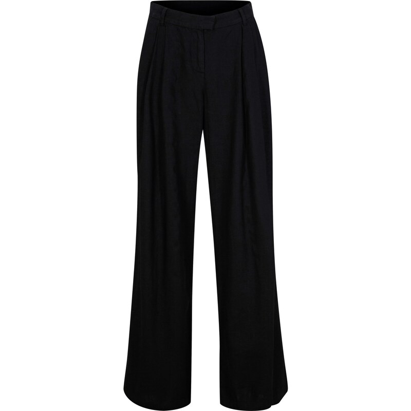bonprix Nohavice palazzo z ľahkého mixu plátna a viskózy, farba čierna 44891958