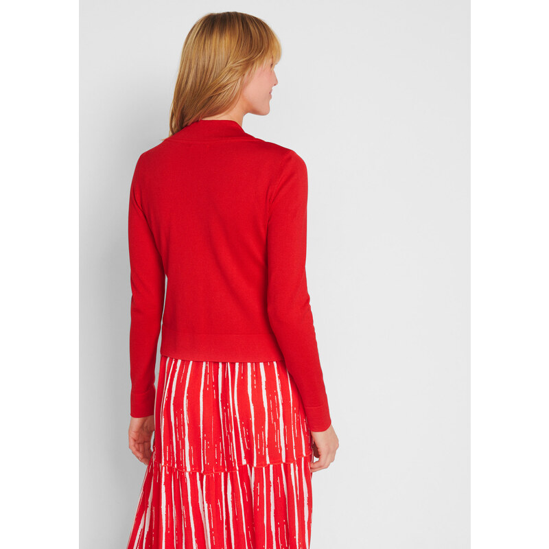 bonprix Krátky pletený sveter, dlhý rukáv, farba červená