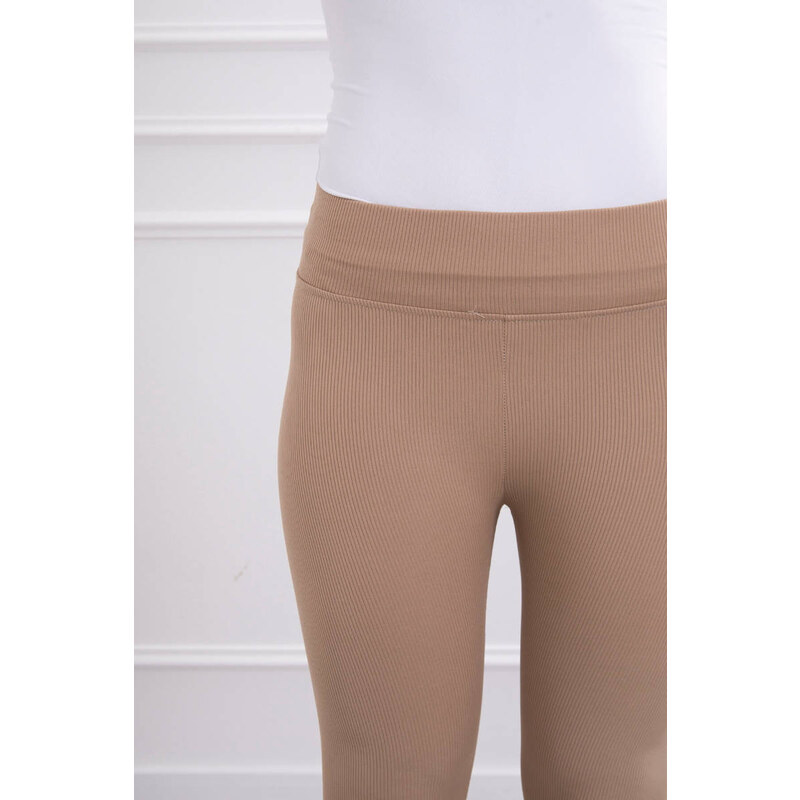 MladaModa Legíny z vrúbkovaného materiálu model 69186 béžové 32327220