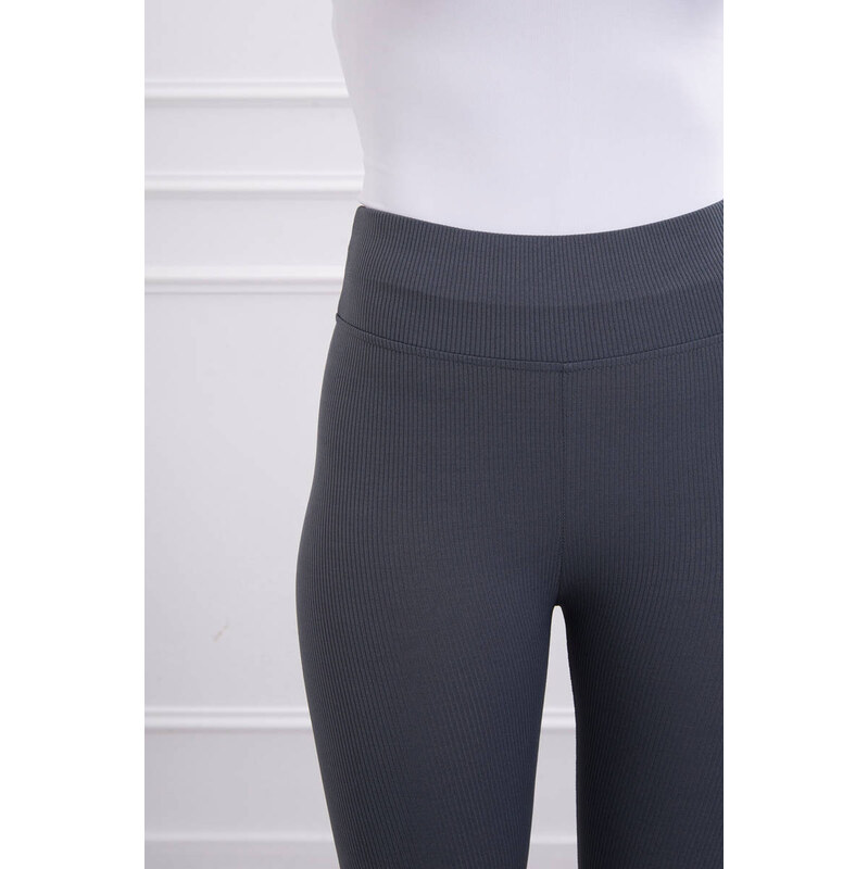 MladaModa Legíny z vrúbkovaného materiálu model 69186 grafitové 32329679