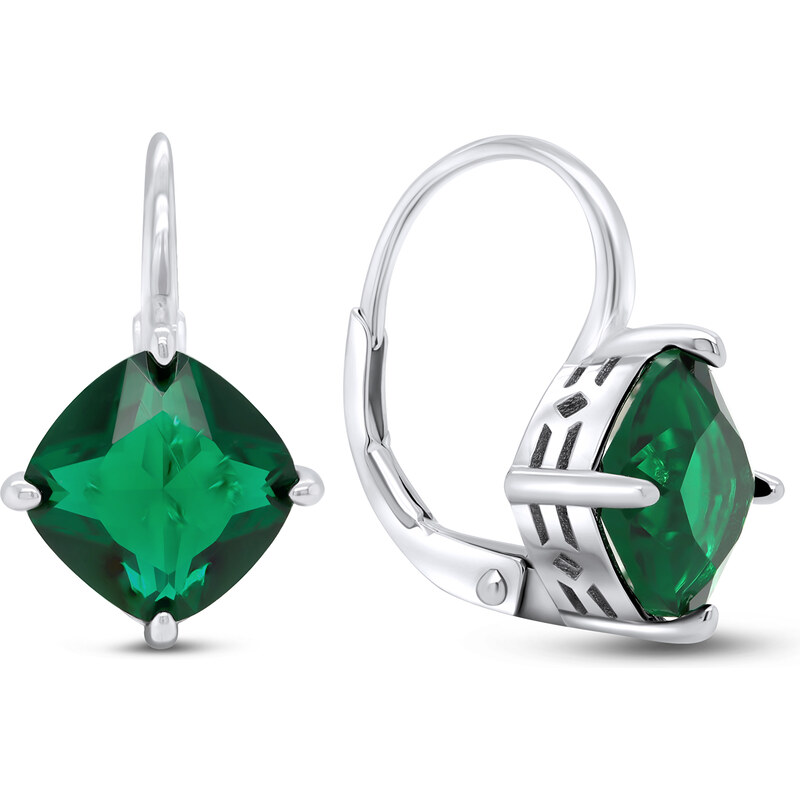 Brilio Silver Módne strieborné náušnice so zelenými zirkónmi EA304WG 66631229
