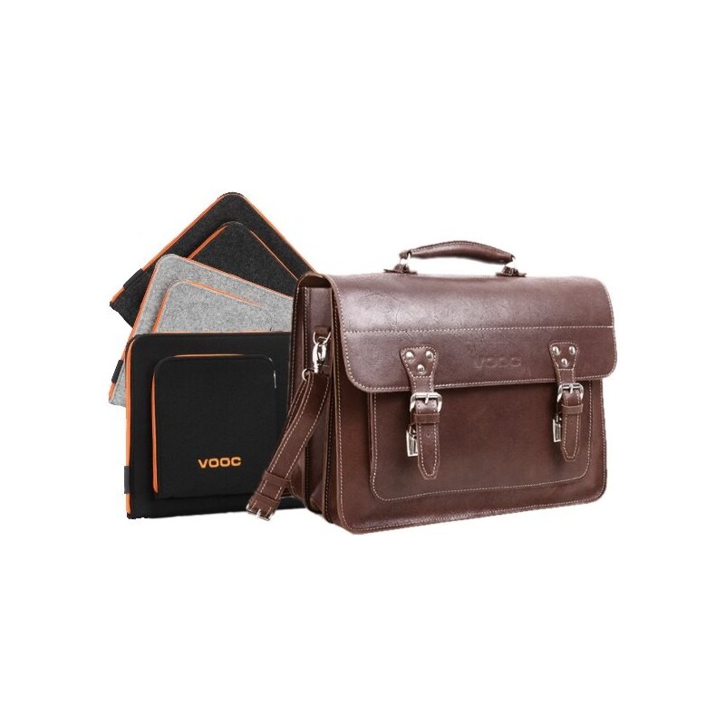 VOOC Kožená business taška & taška na notebook | hnedá 324 33883576