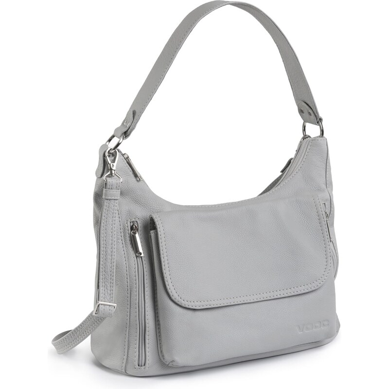 VOOC Dámska kožená kabelka na rameno | šedá 399 32336680