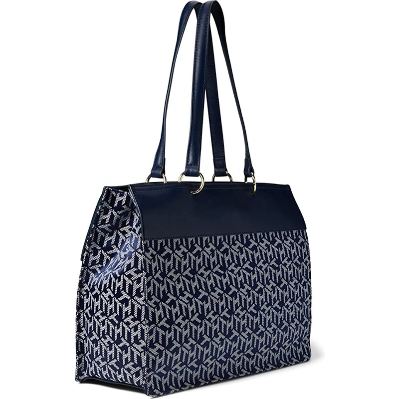 Tommy Hilfiger Nathalie Small Tote Cube Jacquard Navy White