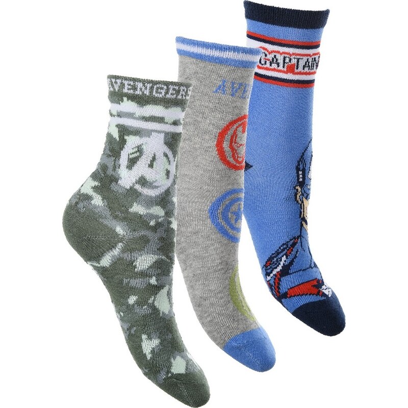 Trojbalenie ponožiek Marvel Avengers - sivá/sivá/modrá 32381325