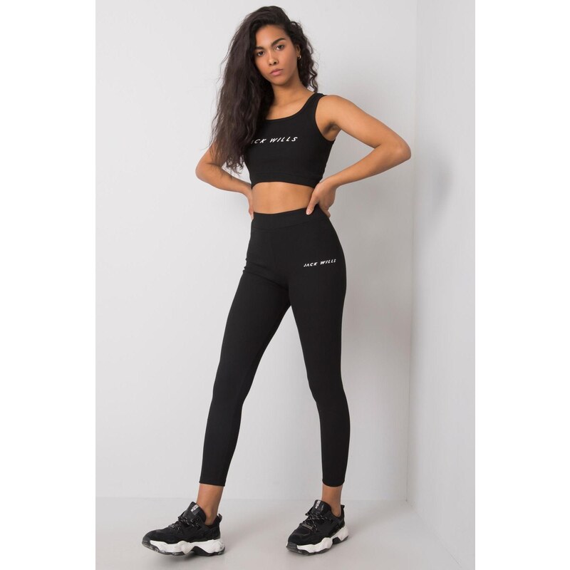 MladaModa Crop-topová športová súprava Sue čierna 32391953