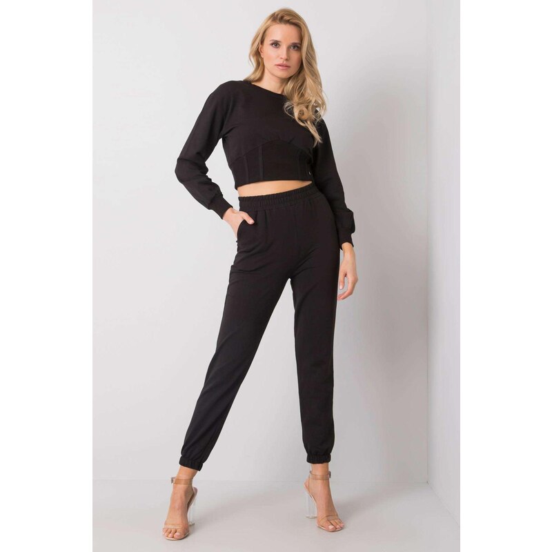MladaModa Crop-topová tepláková súprava Odille čierna 32391959