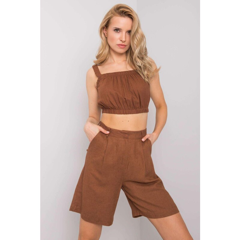 MladaModa Krátka crop-topová súprava Suzzy hnedá 32391973