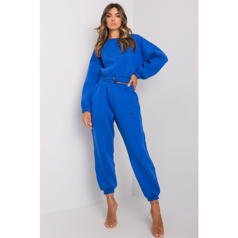 MladaModa Hrubá crop-topová tepláková súprava Maleah kráľovská modrá 32391945