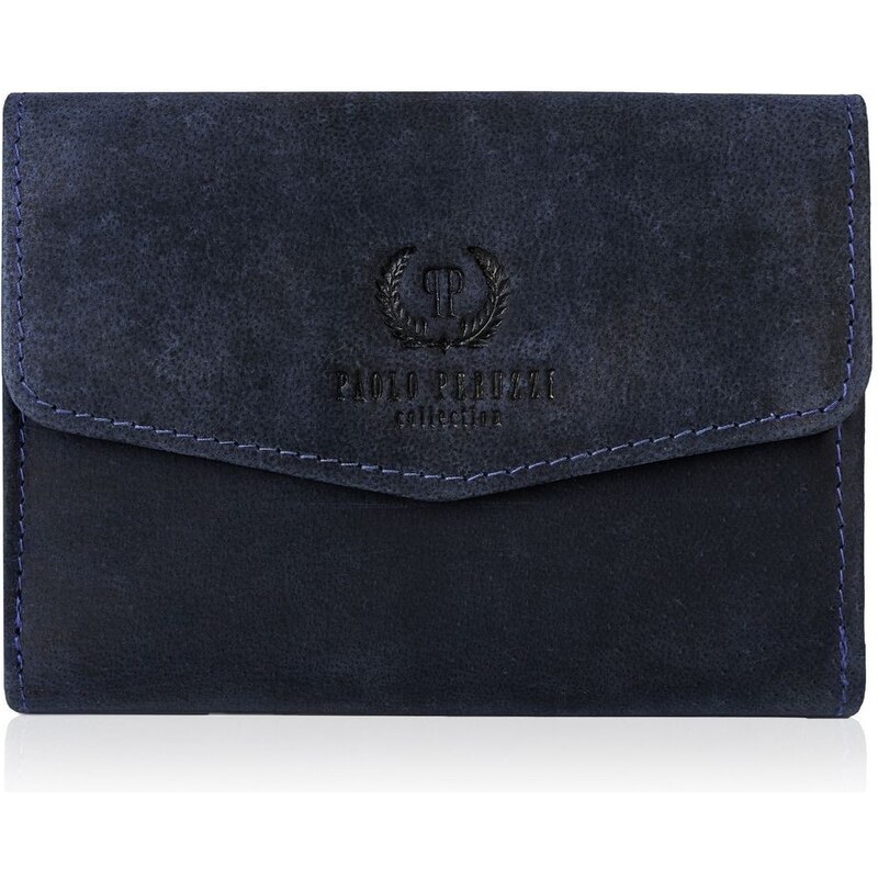 PAOLO PERUZZI Dámska kožená peňaženka s RFID | tmavomodrá T-35-DB 32396919