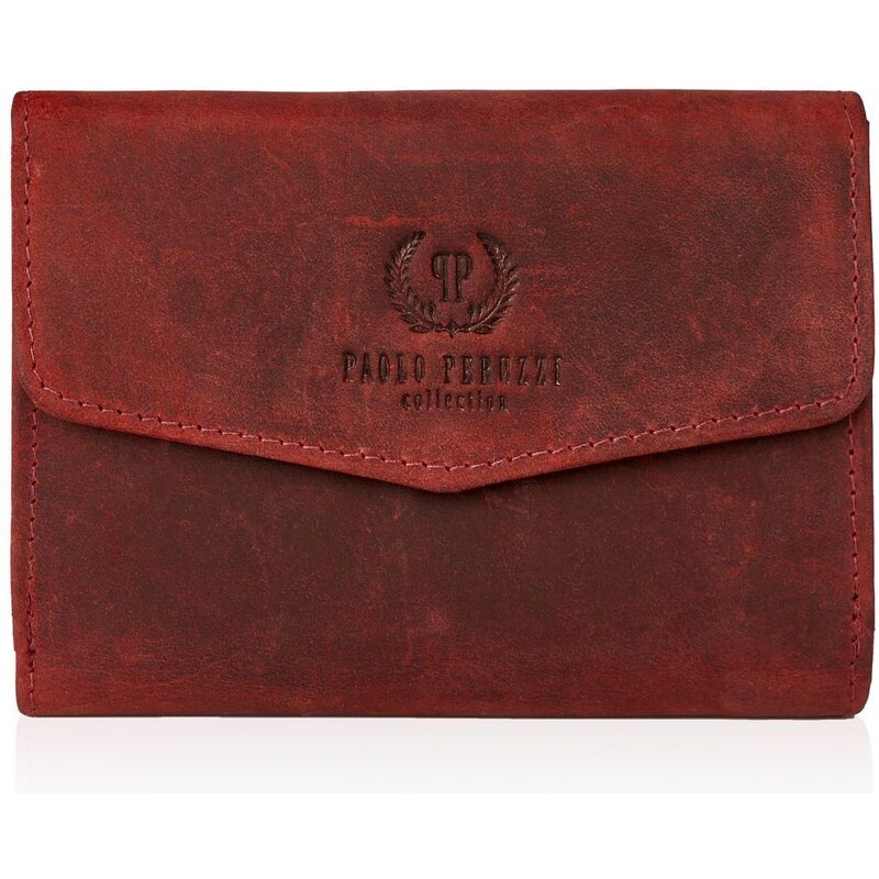 PAOLO PERUZZI Dámska kožená peňaženka s RFID | červená T-35-RD 32396922