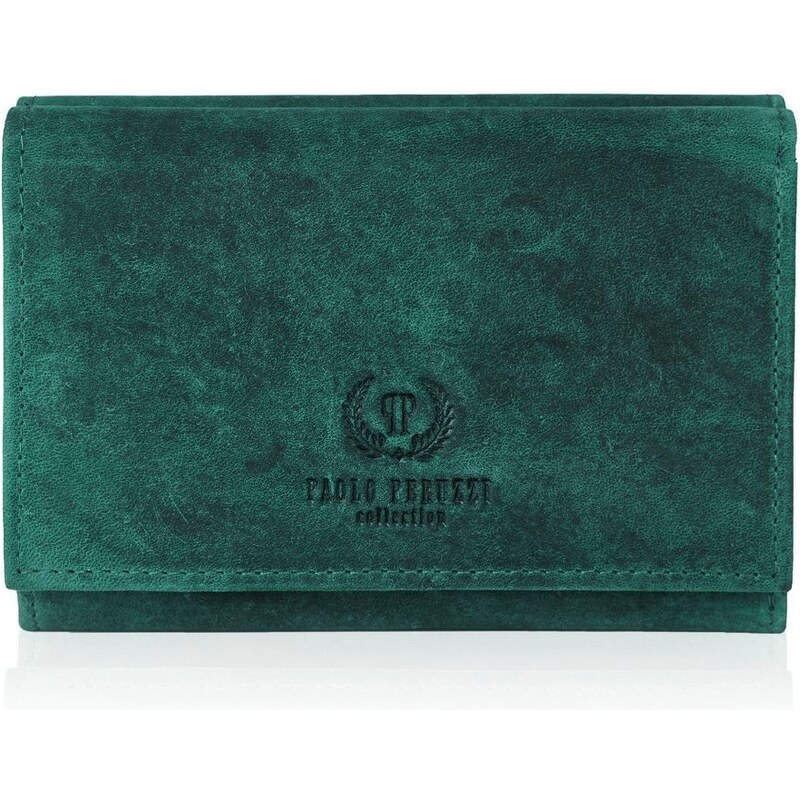 PAOLO PERUZZI Dámska kožená peňaženka RFID | zelená T-33-GR 32396926