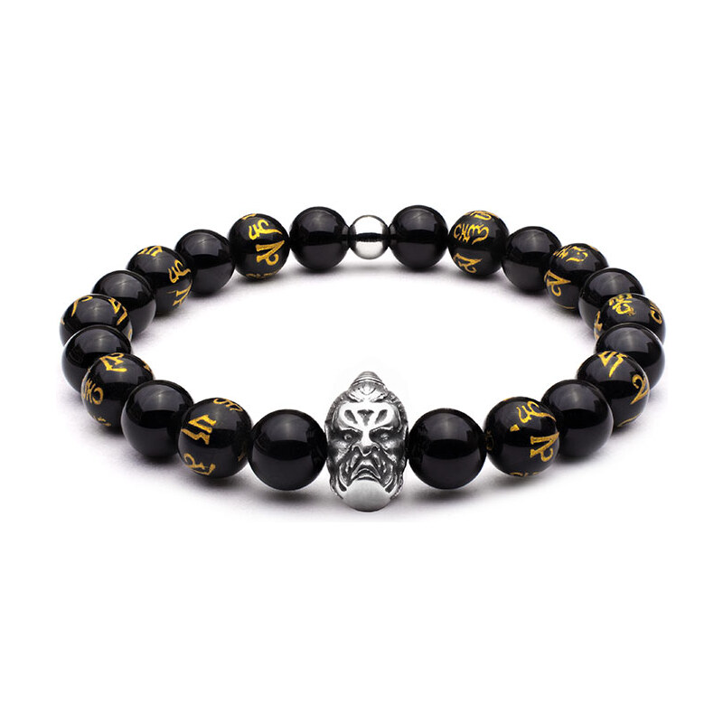 BudNej Minerálny náramok BUDDHA z obsidiánu a obsidiánu s mantrou 35942098