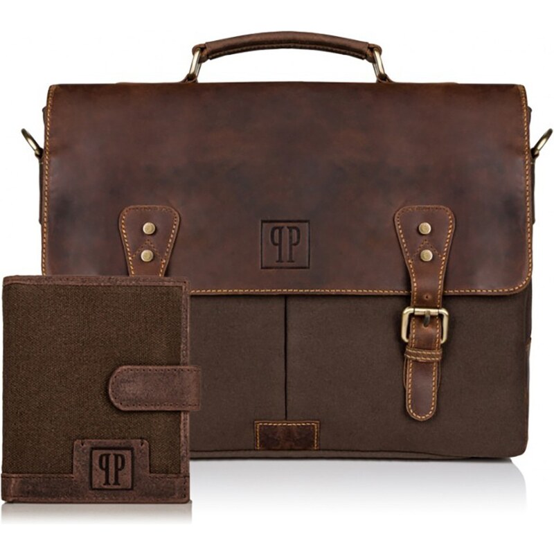 PAOLO PERUZZI Pánska taška na rameno & peňaženka | hnedá ZUP-06-BR 32409013