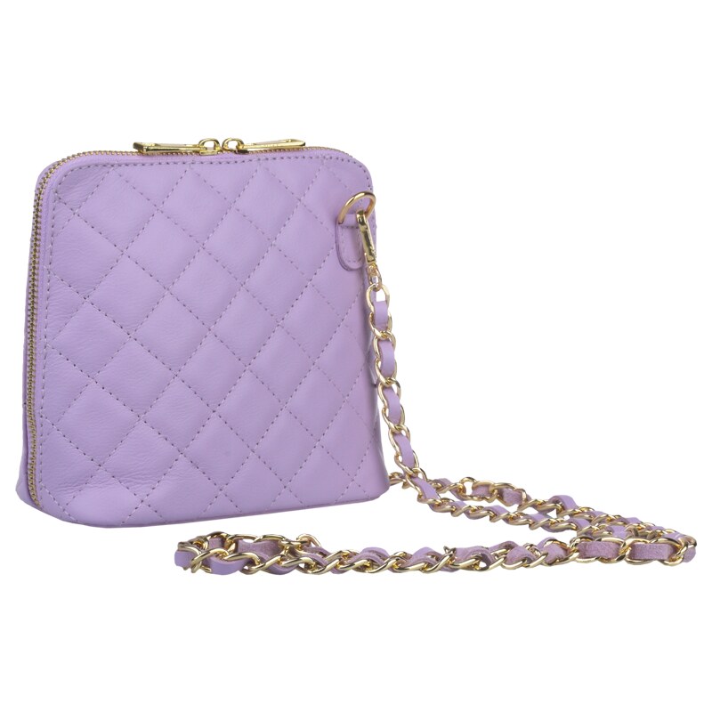 Fialová kožená talianska crossbody kabelka Giulia Viola Chiaro 32418838