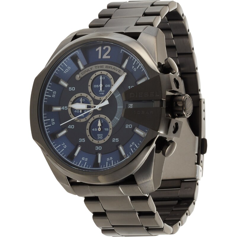 DIESEL Analógové hodinky Mega Chief tmavomodrá / striebornosivá 64907703