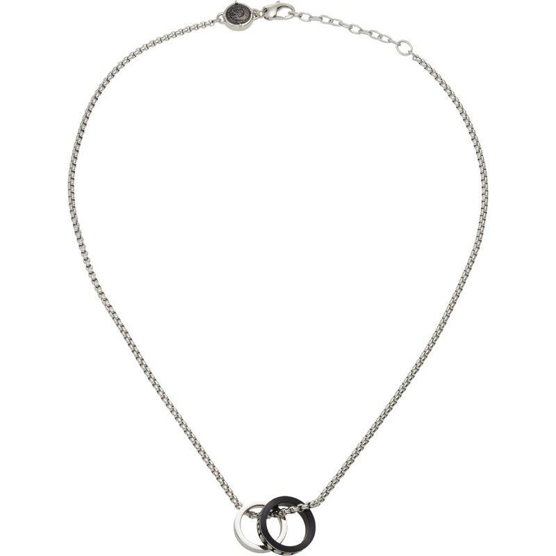DIESEL Retiazka Double Pendant čierna / strieborná 65619287
